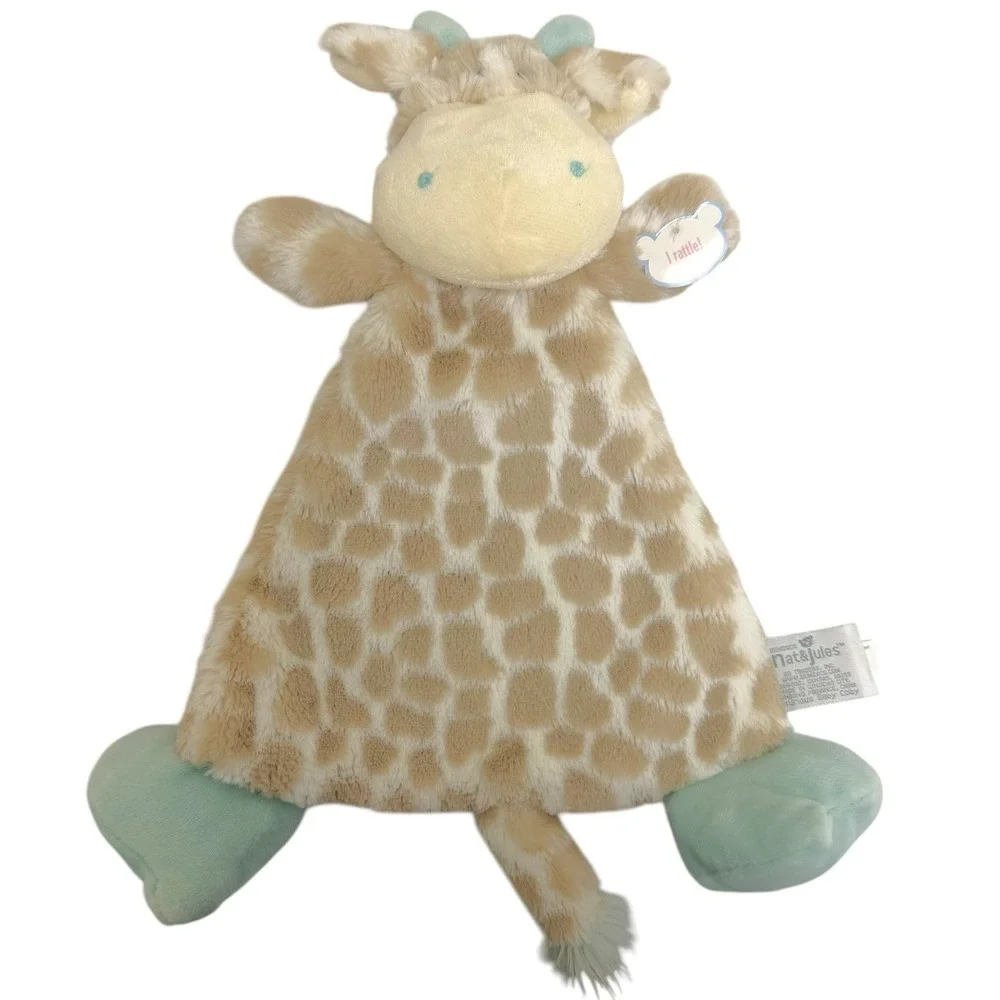 Demdaco Nat & Jules Baby Giraffe Lovey Security Blanket Soft Rattle 14
